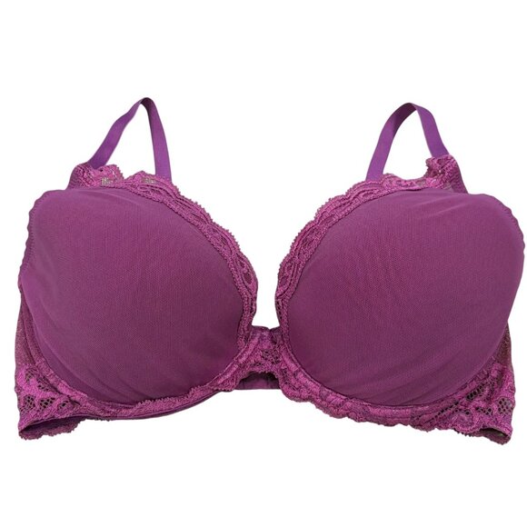 Natori Womens Lace Mesh Padded Bra 38DD Purple Adjustable Straps Underwire - Picture 1 of 5